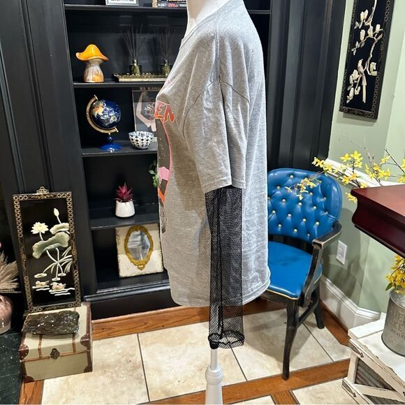 Persaya Adrenaline Queen Fishnet Sleeve T-Shirt Size Medium - Picture 4 of 9